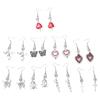 9x Goth Mysterious Drop Earring Jewelry Rose Heart for Butterfly Bat Skull for Cross Pendant Charm Vintage Earring For W