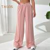Damenhose, V-förmig, elastisch, hohe Taille, gerades weites Bein, lange Hose, einfarbig, lockere Passform, Jogginghose für den Alltag