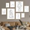 Abstract Couple Lines Kiss Holding Hands Wall Art Canvas Painting, Nordic Posters and Prints, Pictures for Living Room Decor