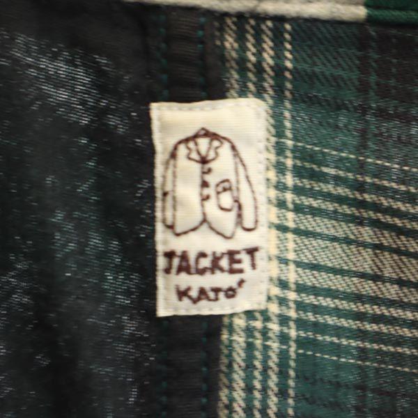KATO Fabricată în Japonia Mânecă lungă patchwork Cămașă în carouri S Sistem verde Bărbați Second-hand