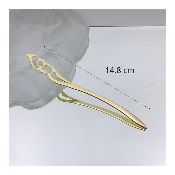 Kanzashi Hair Stick for Japanese Traditional Wear, Kimono, Yukata - Simple Alloy Hair Accessory (Gold) - Perfect for Gifts