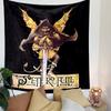 Mage with Sword Fantasy Art Tapestry Wall Hanging, Wizard Warrior Illustration, Gothic Wall Decor for Bedroom Living Room Dorm