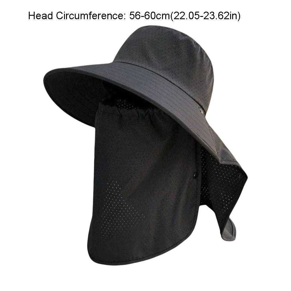 Portable Wide-Brimmed Shawl Mask Hat Solid Color Adjustable Picking Tea Hat Breathable Face Cover Sunshade Sun Hat Jogging