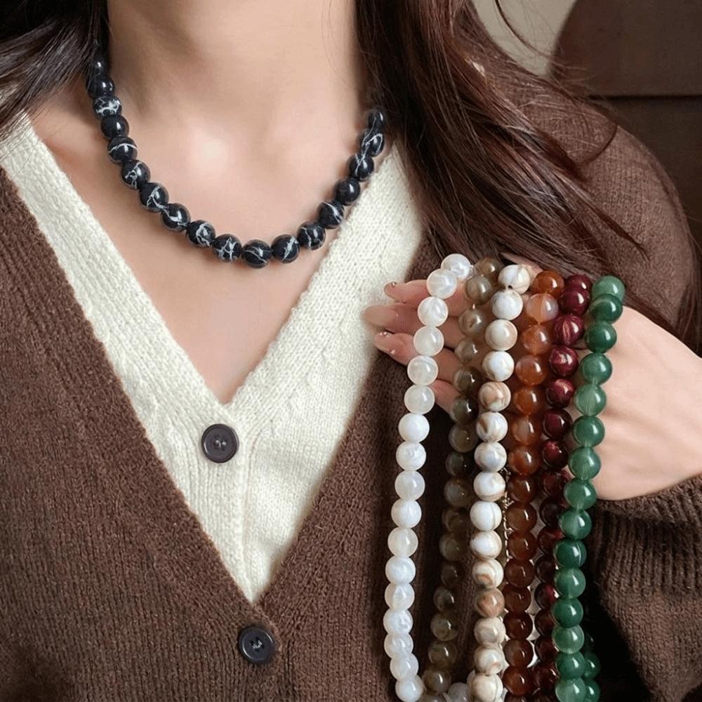 Vintage Round Beads Collarbone Chain Colorful Bohemian Clavicle Jewelry Fashion