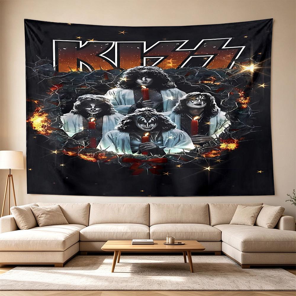 Kiss Band Rock Legends Large Wall Tapestry,Ideal for Office Backdrops, Holiday Gifts, Home Decor (Living Room, Bedroom, Dorm, Parties), and Outdoor Ce