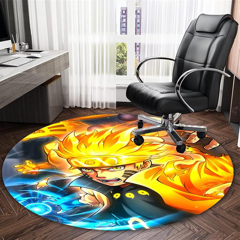 1 Stück NARUTO (3) Runder Teppich mit Aufdruck Stuhl Runder Teppich Geeignet für Schlafzimmer Wohnzimmer Heimdekoration Teppich