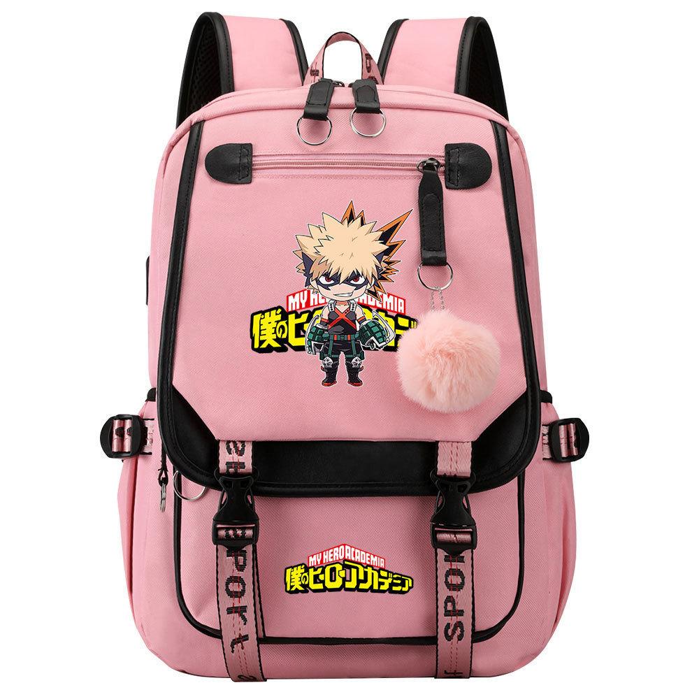 Day Man My Hero Academy USB Teen Student School Bag Men's and Women's Casual Webbing Flip Backpack