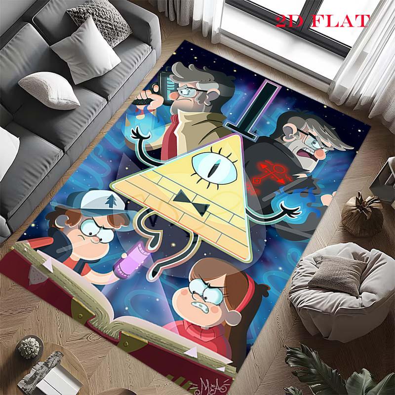 Mutiger Gravity Falls Teppich für Wohnzimmer Schlafzimmer Zuhause Sofadekoration, Kinderspiel Rutschfeste Bodenmatte