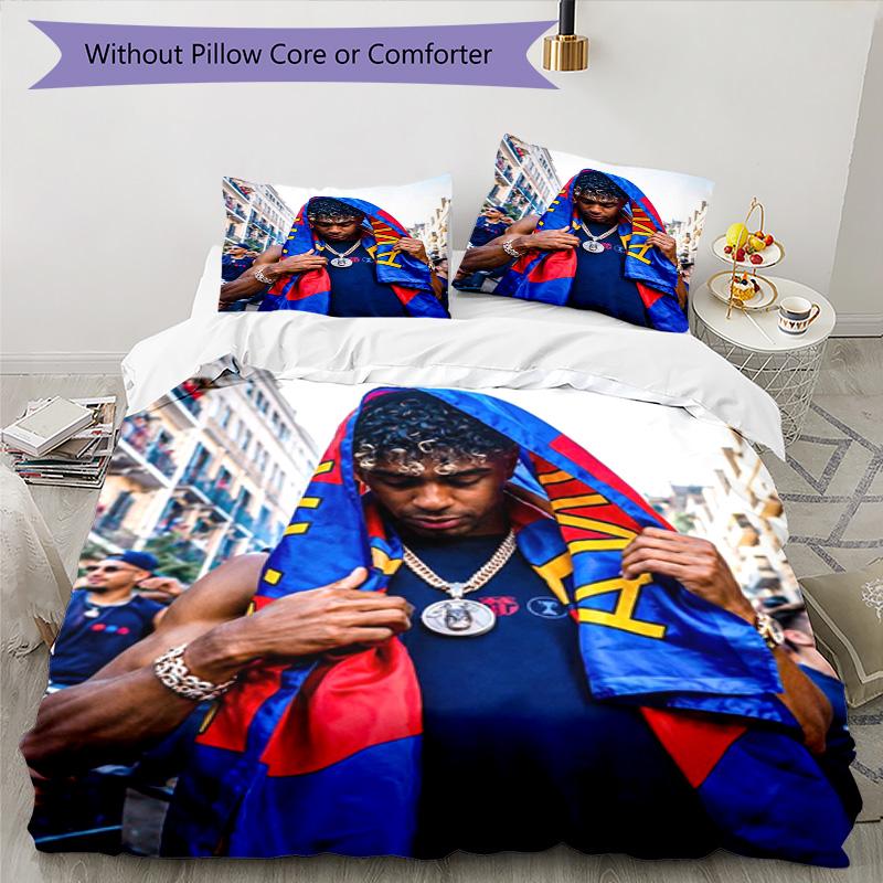 Lamine Yamal Green Spotify Logo Bedding Set,Breathable Bed Linen for Guest Room Decoration,Perfect Housewarming Gift,All Season Duvet Cover with Pillo