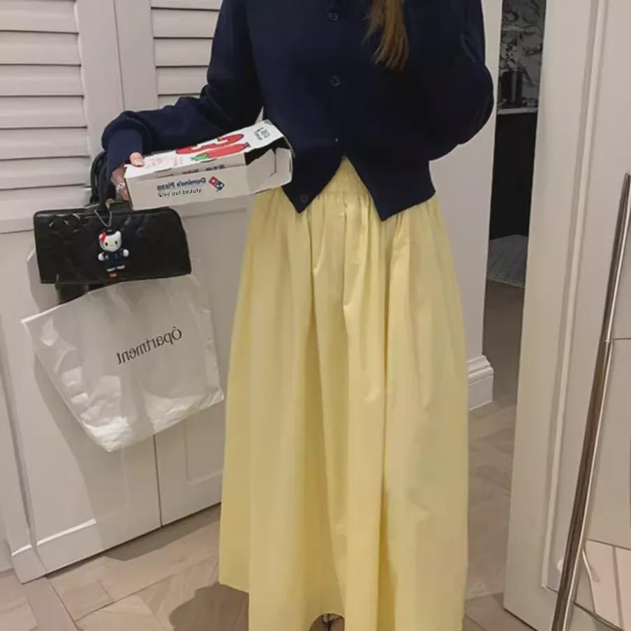 2024 Spring/Summer Yellow High-Waist A-Line Skirt - Elegant Slim Fit Umbrella Design