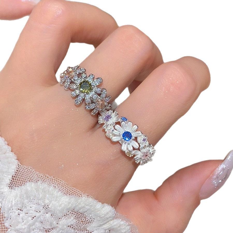 Korean Style Daisy Flower Ring - Elegant High-End Index Finger Jewelry