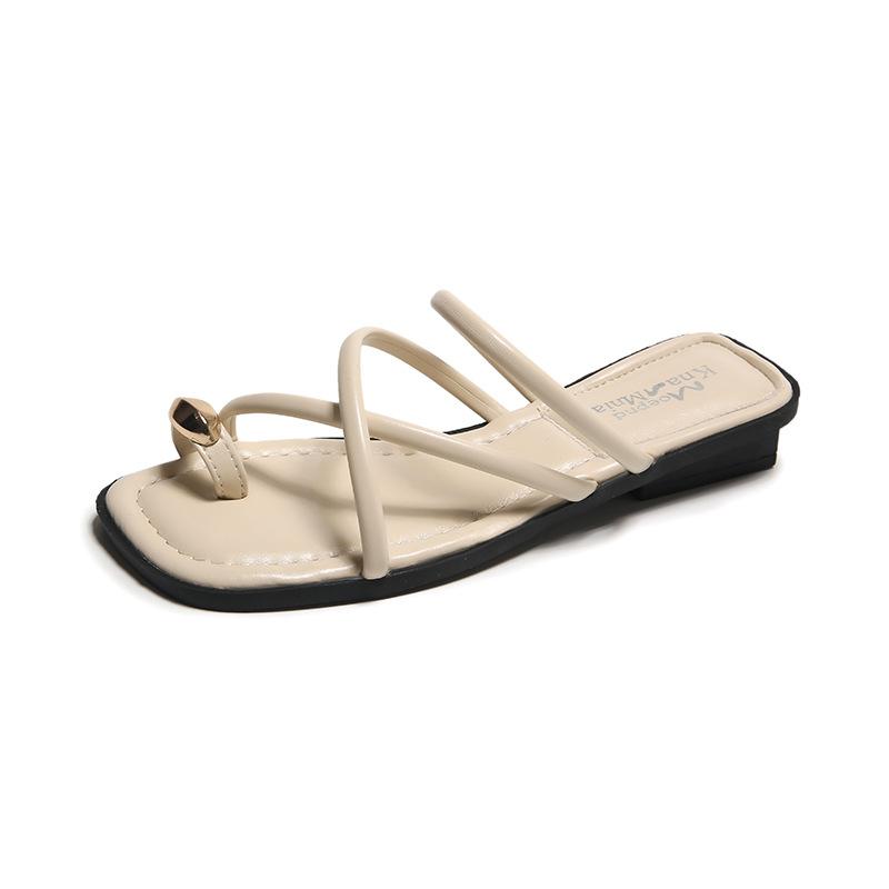 

Женские тапочки, женские летние римские туфли на плоской подошве, сандалии на низком каблуке, женская пляжная обувь-гладиатор с открытым носком 40 белый