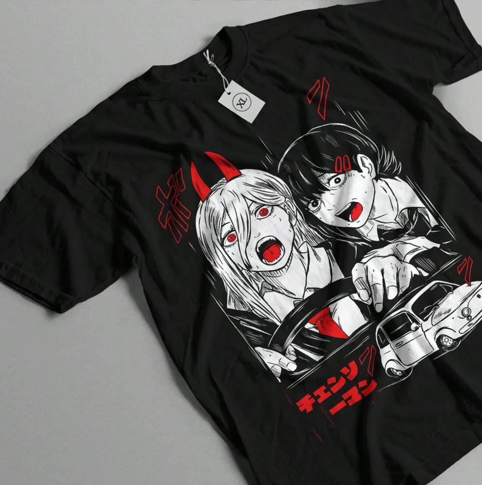 Funny CSM Denji Power Black TShirt Anime Unisex S