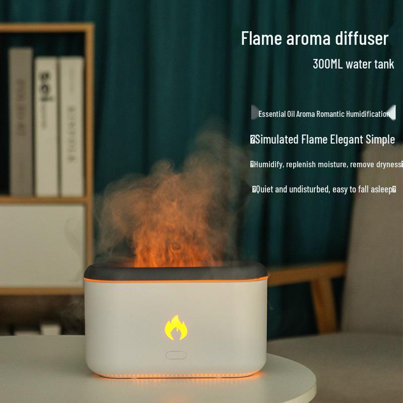 Flame Aroma Diffuser Humidifier with Night Light - Ideal Creative Gift for Home, Bedroom, Family, and Friends.
