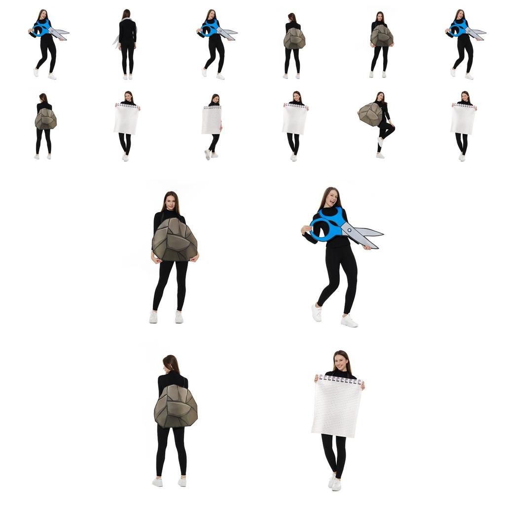 Lustiges und einzigartiges Halloween Schere Stein Papier Kostümset für Partys und Aufführungen