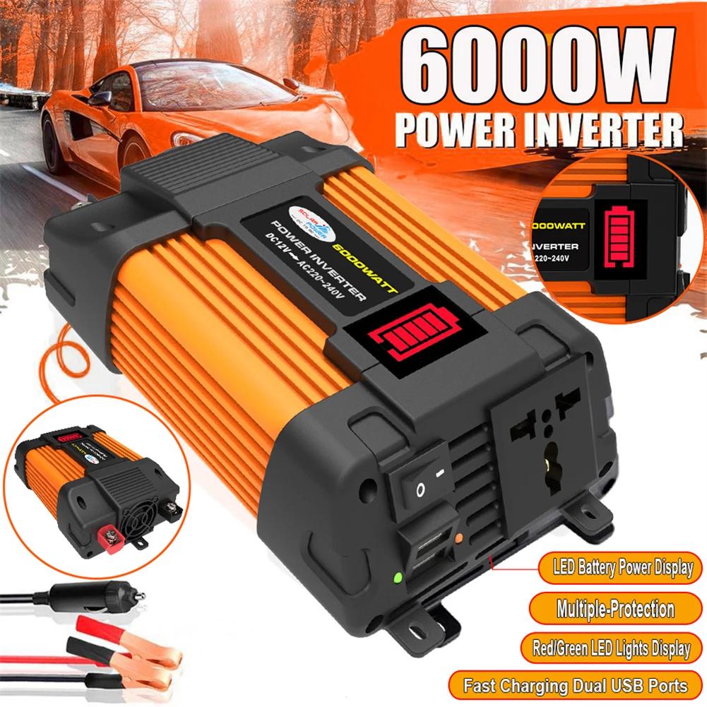 Invertor Portabil 4000W 6000W Invertor Auto de Putere DC12V la AC110/220V Transformator Invertor cu Undă Sinusoidală Modificată Încărcare Rapidă USB