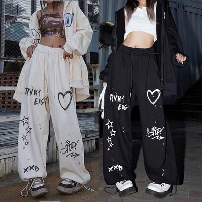 Sommar Casual Enfärgade Raka Ben Byxor för Kvinnor High Street Jazz Hip Hop Vida Ben Sport