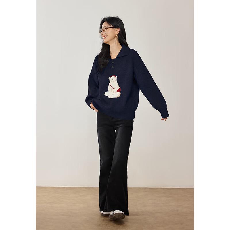 VICTORIA&VERA Women's Backpack Bear Polo Knit Sweater