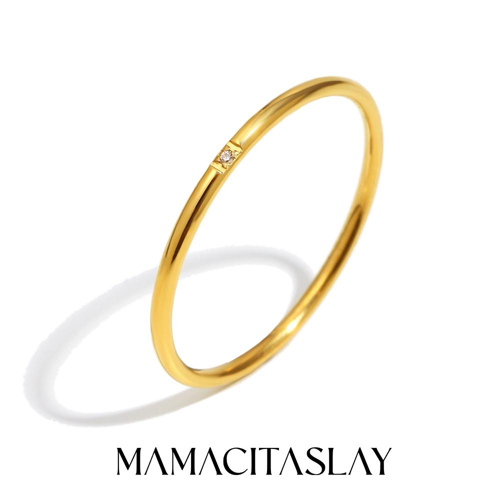 

MamacitaSlay 316L Stainless Steel AAA Zirconia Slim Matching Rings Men s 18K Gold Plated Waterproof Jewelry Women s Elegant Ring 8