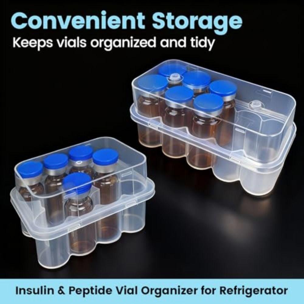 3/5/7/10mL 2/10/24-Slot Vial Storage Case Stackable Clear Microtube Storage Box Plastic Freezer Tube Box Refrigerator Organizer