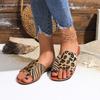 Large size summer new set of toes flat bottom leopard print fashion women's cool slippers slippers
