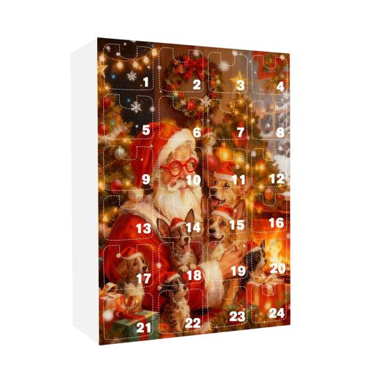 

2025 Адвент-календарь «Такса в кружке» 24-дневная коробка для отсчета Рождества с акриловыми украшениями Милый подарок для любителя собак F