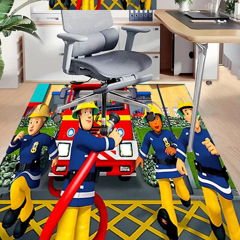 1pc Firefighters Station Carpet for Playroom Bedroom Living Room Sofa Home Decor,kids Game Area Rug Non-slip Floor Mat Y72893