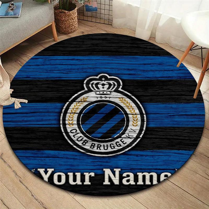 Club Brugge KV Custom Name Round Area Rug,Carpet Rug for Living Room Bedroom Sofa Playroom Decor,Non-slip Floor Mat