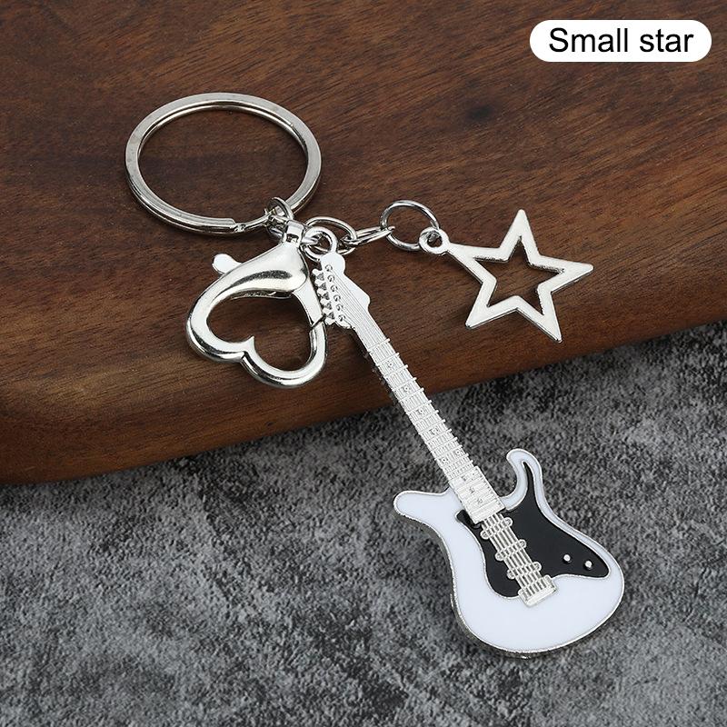 Creative Classic Mini Rock Electric Acoustic Guitar Shaped Keychain Pendant Fashion Backpack Decoration Accessories Gifts