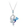 WOSTU 925 Sterling Zilver Zeemeermin Prinses Hanger Ketting met Blauwe Oceaan Zirconia Nekkettingen voor Vrouwen Vakantie Sieraden Cadeau