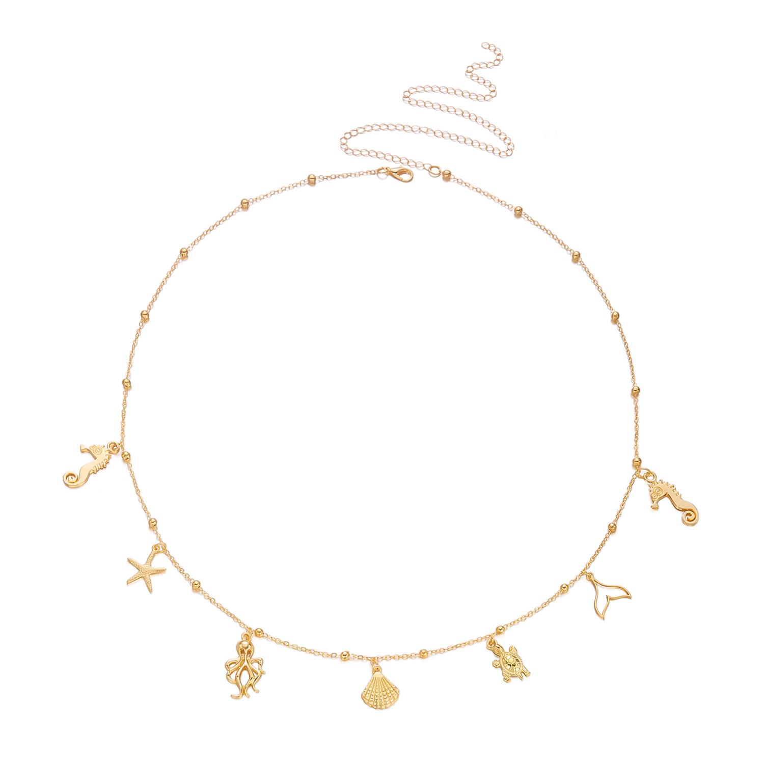 

Vacation Shell Seahorse Octopus Mermaid Tail Belly Waist Chain Summer Beach Ocean Theme Boho Body Jewelry For Women