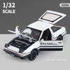1/32 Toyota Initial D AE86 Toy Car Diecast Miniature Model Pull Back Sound Light Doors Openable Educational Collection Gift Kid