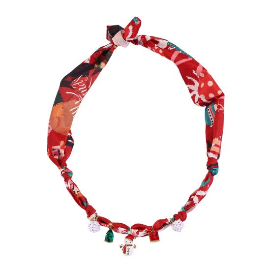 Women Scarf Necklace Convertible Printed Scarf Chocker Necklace Scarf with Flower Faux