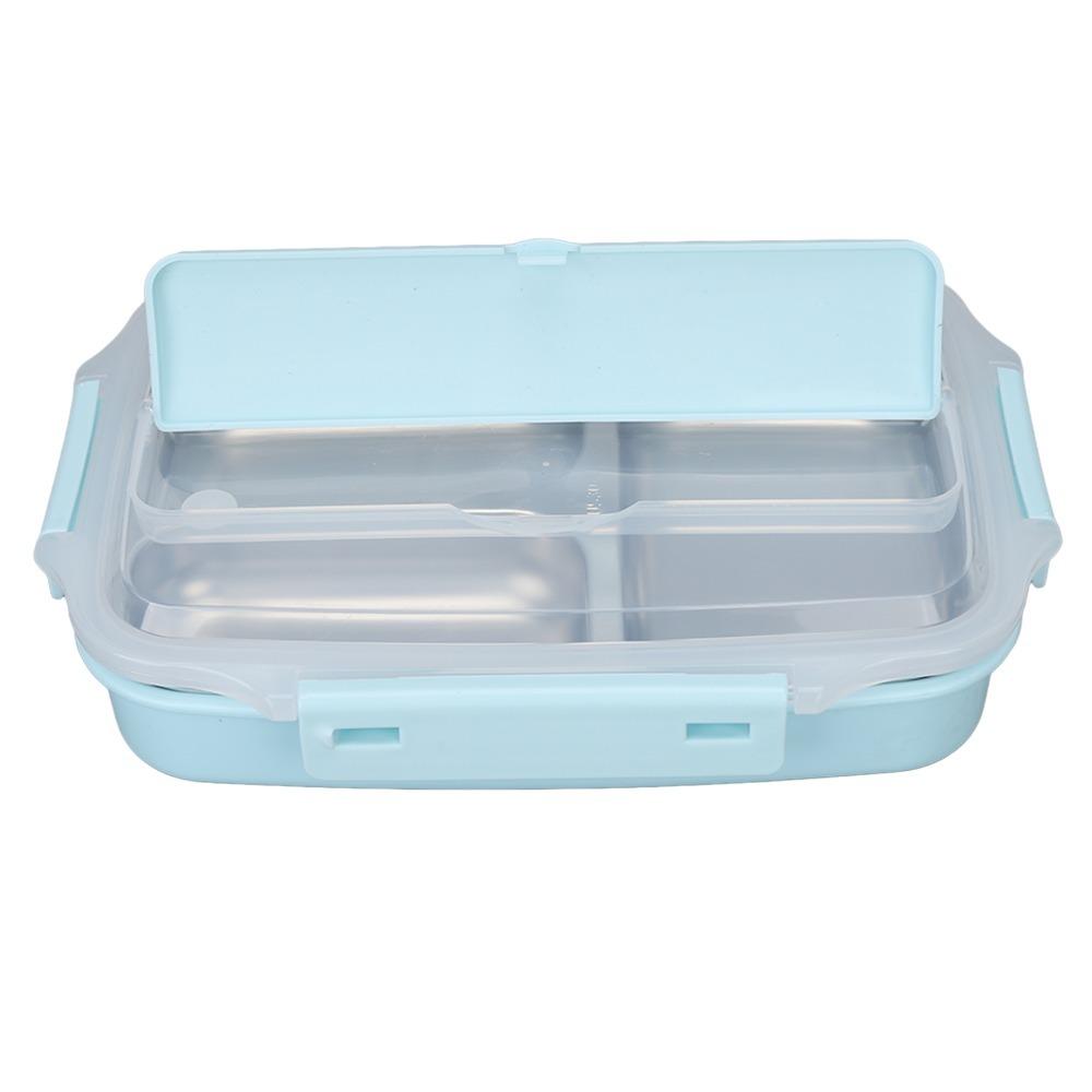 3 Compartment Insulated Lunch Box 304 Stainless Steel Bento Lunch Box  For Office синий