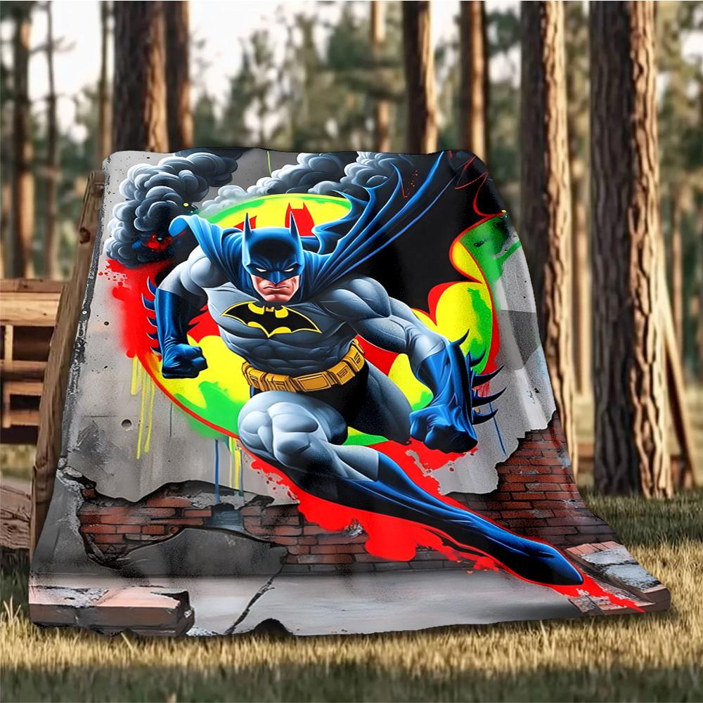 1pc Batman, Superhero Outdoor Flannel Throw Blanket Soft, Lightweight & Warm for Sofa, Office