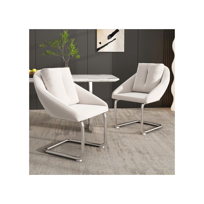 Chaise de salle à manger - MUVOE - Velours - Beige - Ergonomique - Lot de 2