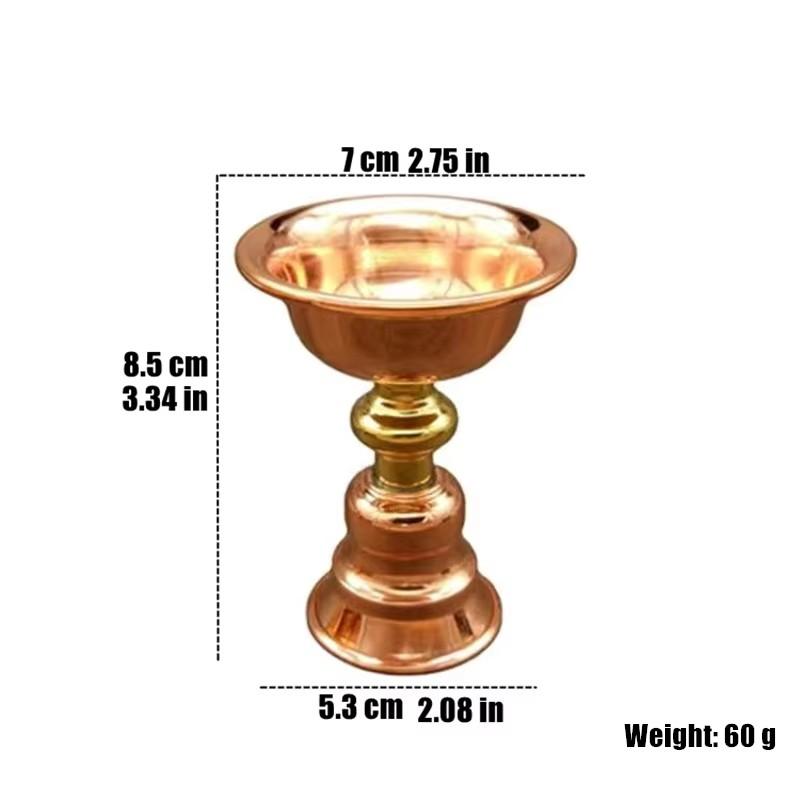 Красная латунь Тибетский подсвечник Религия Ручная работа Полировка Алтари Плавающая свеча Лампа Буддийская дань Настольное украшение 1Pc