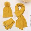 3 Pcs/Set Men Winter Hat Scarf Gloves Set Thick Knitted Warm Elastic Ear Five Fingers Windproof Winter Outdoor Cyclin