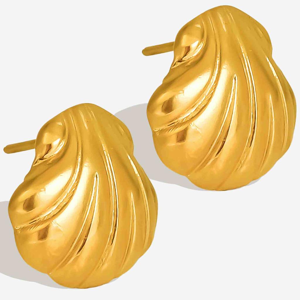Real Gold Plated Ocean Animal Sea Star Conch Shell Metal Spiral Stainless Steel Ear Studs Earring For Women Men Jewelry Piercing