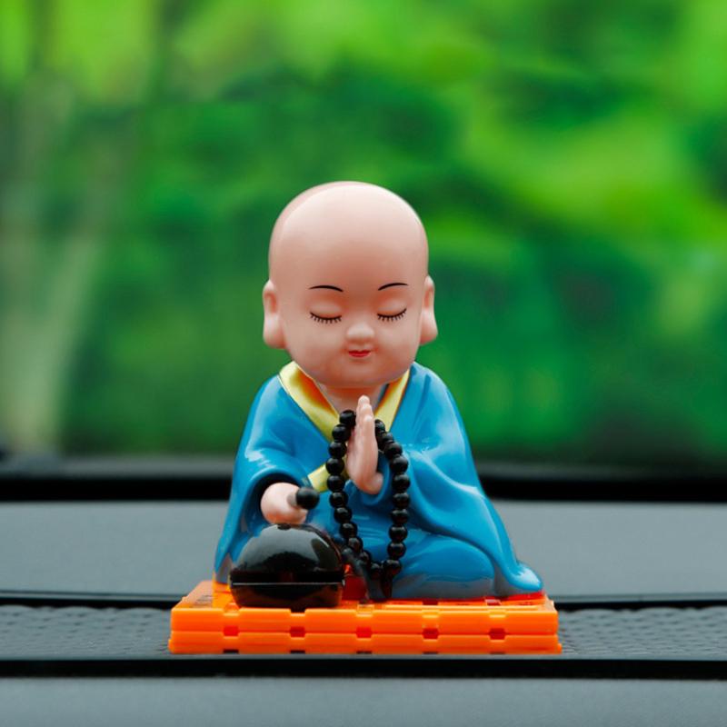Cute Car Ornament Solar Shake Head Little Monk Good Fortune Car Rearview Pendant