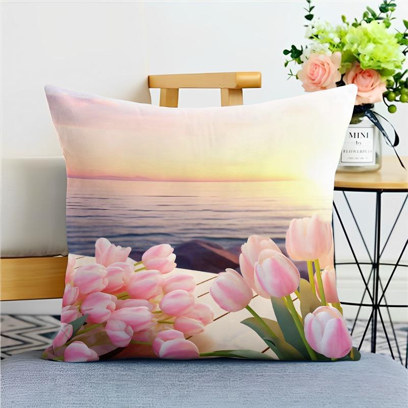 

Маленькая свежая приморская наволочка с цветами, украшение для общежития, офиса, гостиной, дома 40x40cm