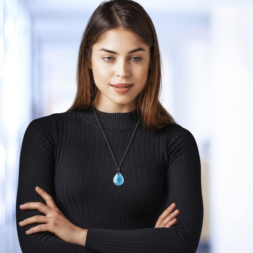 Apatite Teardrop Lucky Charm Power Stone Necklace [COAI] (Unisex)