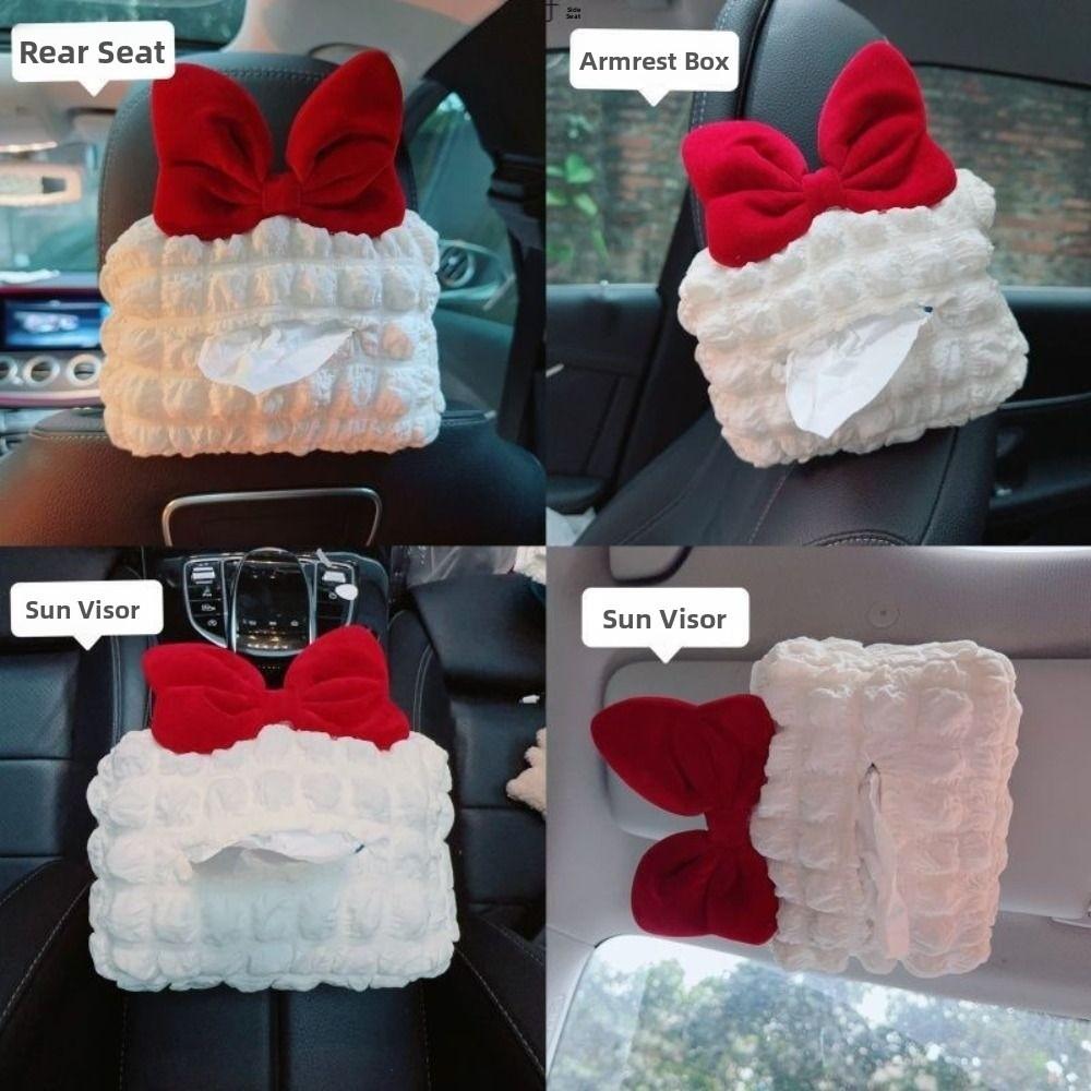Hanging Type Flower Car Tissue Box Puff Grid Paper Organizer Storage Bag  Headrest Armrest