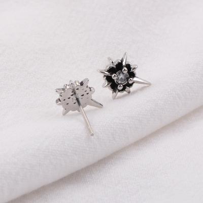 925 Sterling Copper Black North Star Fashion Temperament Trendy and Cool Earrings Suitable for Men and Women To Wear Zircon