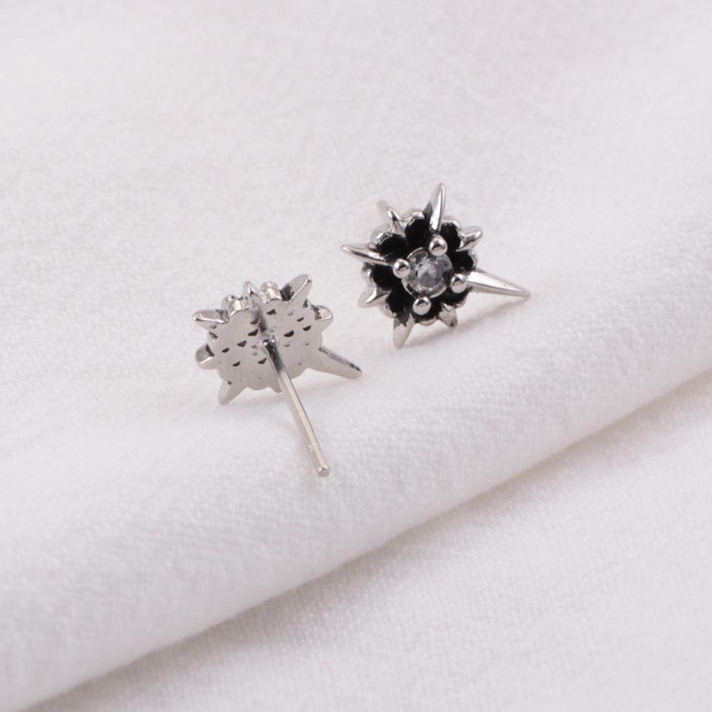 925 sterling copper black North Star fashion temperament trendy and cool earrings suitable for men and women to wear Zircon