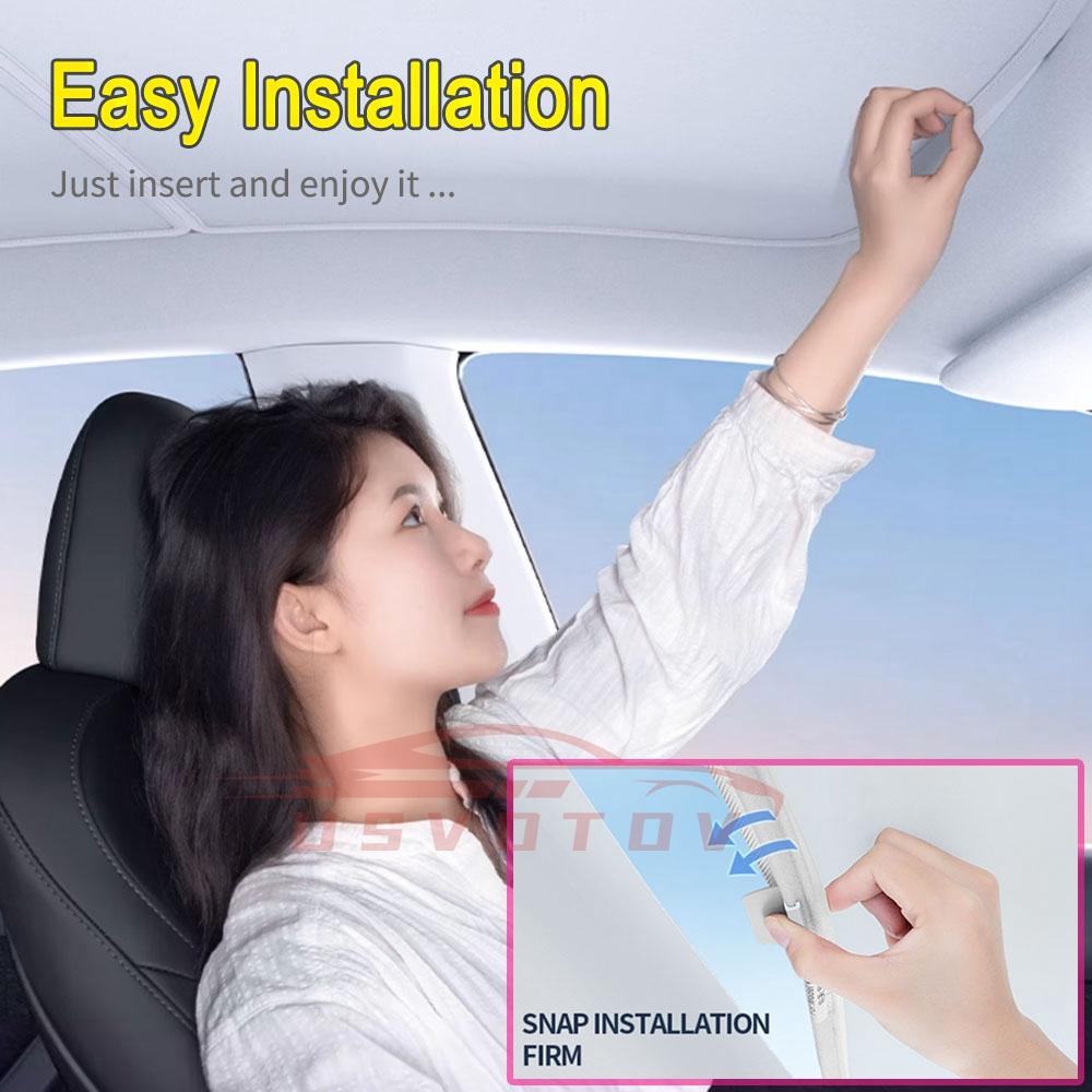 Sunshade Sunroof For Tesla Model Y Juniper Model 3 2025 2025 Upgrade Ice Cloth Buckle Sun Shades Glass Roof Front Rear Skylight