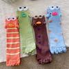 4Pairs All-Season Wearable New Ugly Cute Quirky Abstract Clownfish Five-Toe Couple Mid-Calf Socks