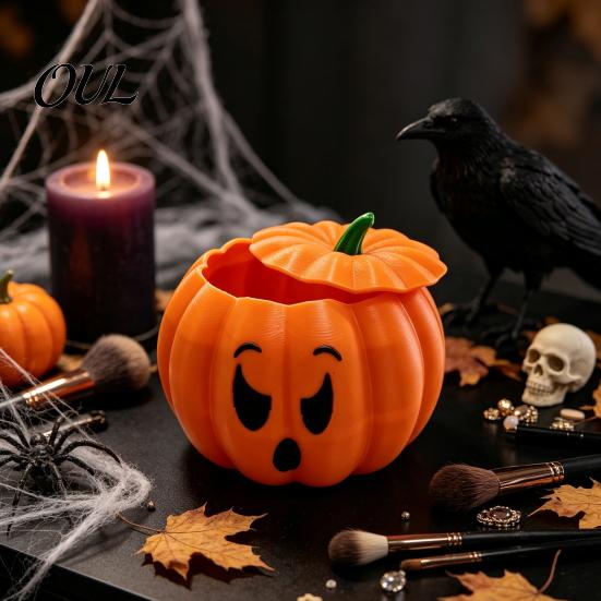 3D Printed Devil Container Pumpkin Storage Box with Lid, Funny Ghost Face Decorative Lid Halloween Decoration, Desktop Organizer for Jewelry And Small