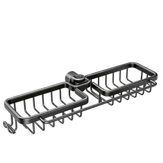 Sink Storage Rack with Hollow Design Basket 360° Rotatable Rustproof Kitchen Faucet Organizer for Sponges Brushes Cleaning Tools