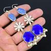 Oval Natural Lapis Lazuli Sterling Silver Wife Drop Dangle Hook Earrings Jewelry
